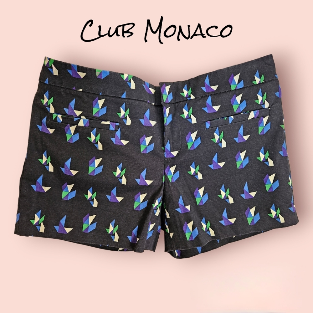 Club Monaco Navy Colleen Shorts with Geometric Print